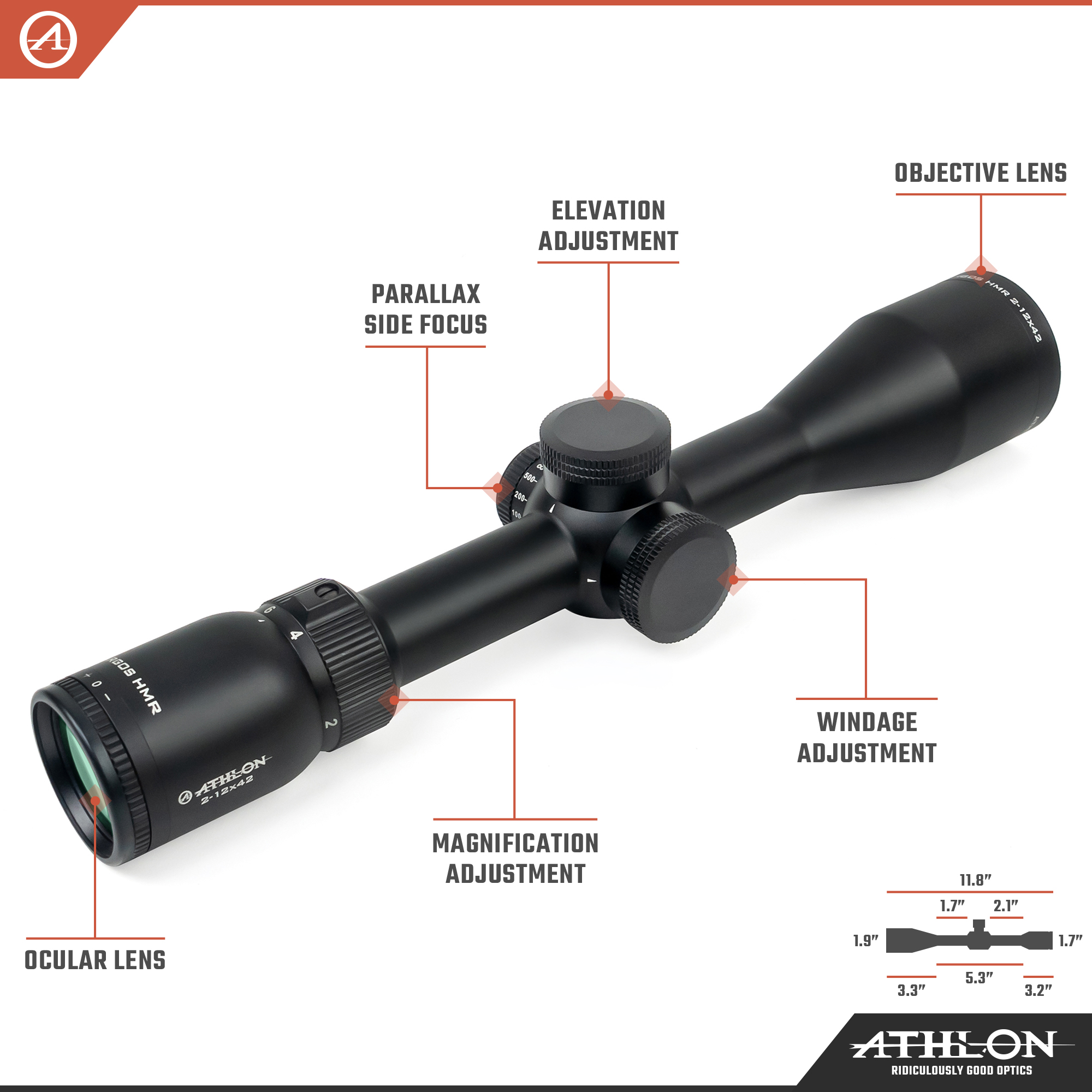 Argos HMR 2-12x42 BDC 600 SFP MOA Reticle - riflescopes
